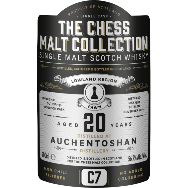 The Chess Malt Collection, Auchentoshan 20 års, Single Malt Whisky - Black Pawn - C7